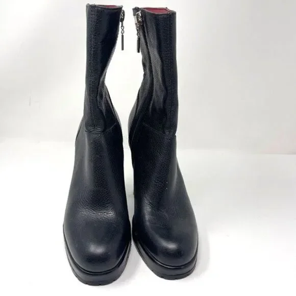Vintage Tommy Hilfiger womans Black leather heel ankle booties 5.5M plat… - Picture 2 of 8